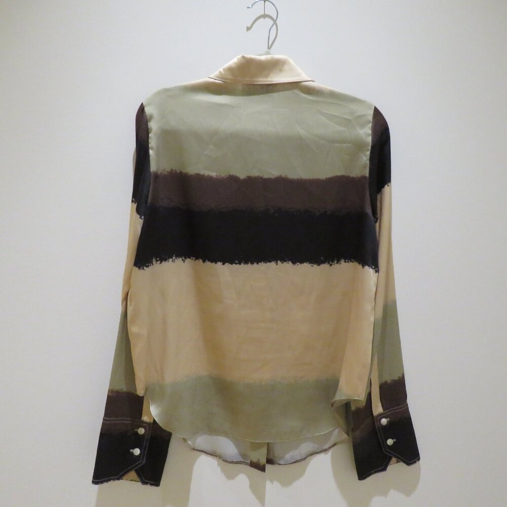 NANUSHKA Mandine Satin Shirt Watercolor Neutral Medium Minimalist Old Money - Picture 8 of 16